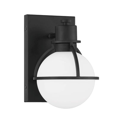 Savoy House Pierce 1 Light Sconce, Matte Black/Opal