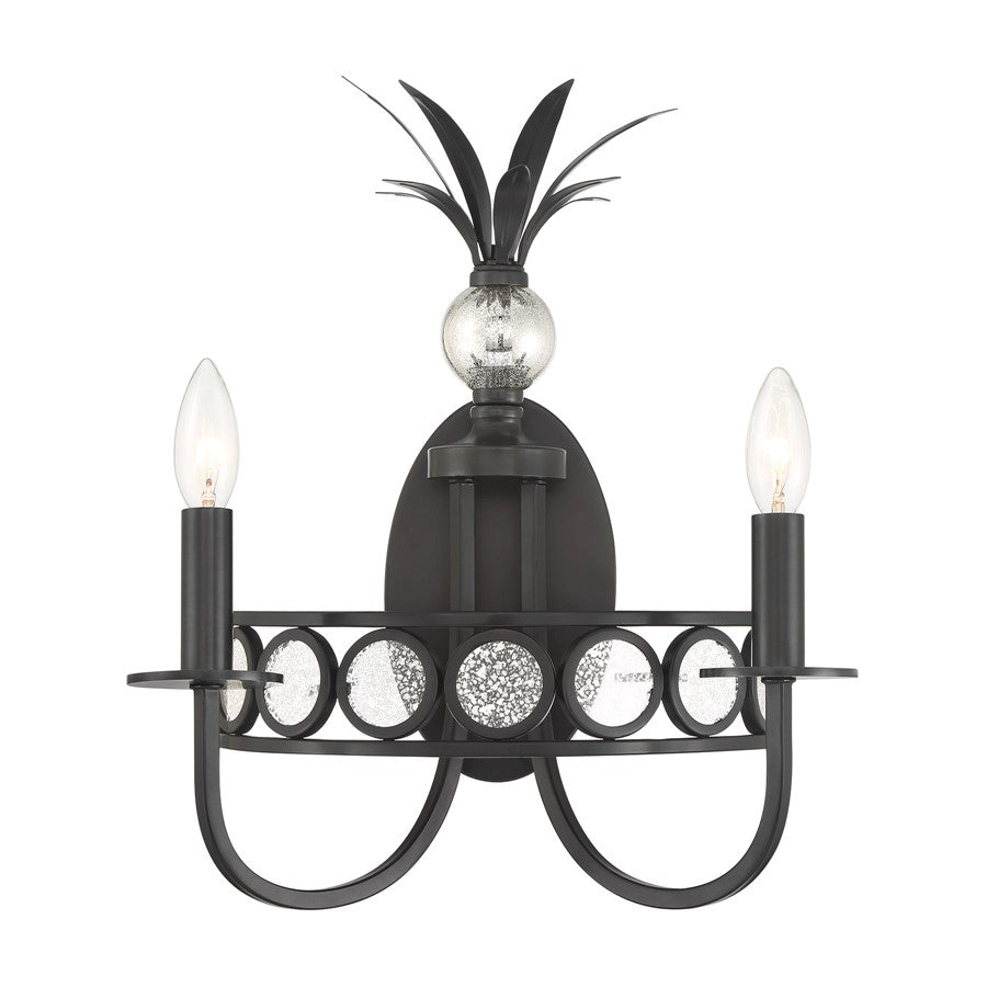 Savoy House Hearst 2 Lt Sconce, Blk, Black Tourmaline