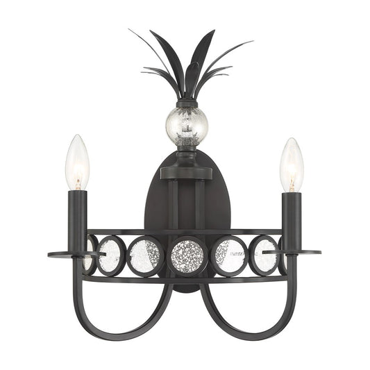 Savoy House Hearst 2 Lt Sconce, Blk, Black Tourmaline