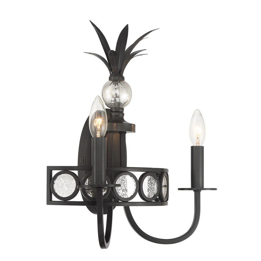 Savoy House Hearst 2 Lt Sconce, Blk, Black Tourmaline