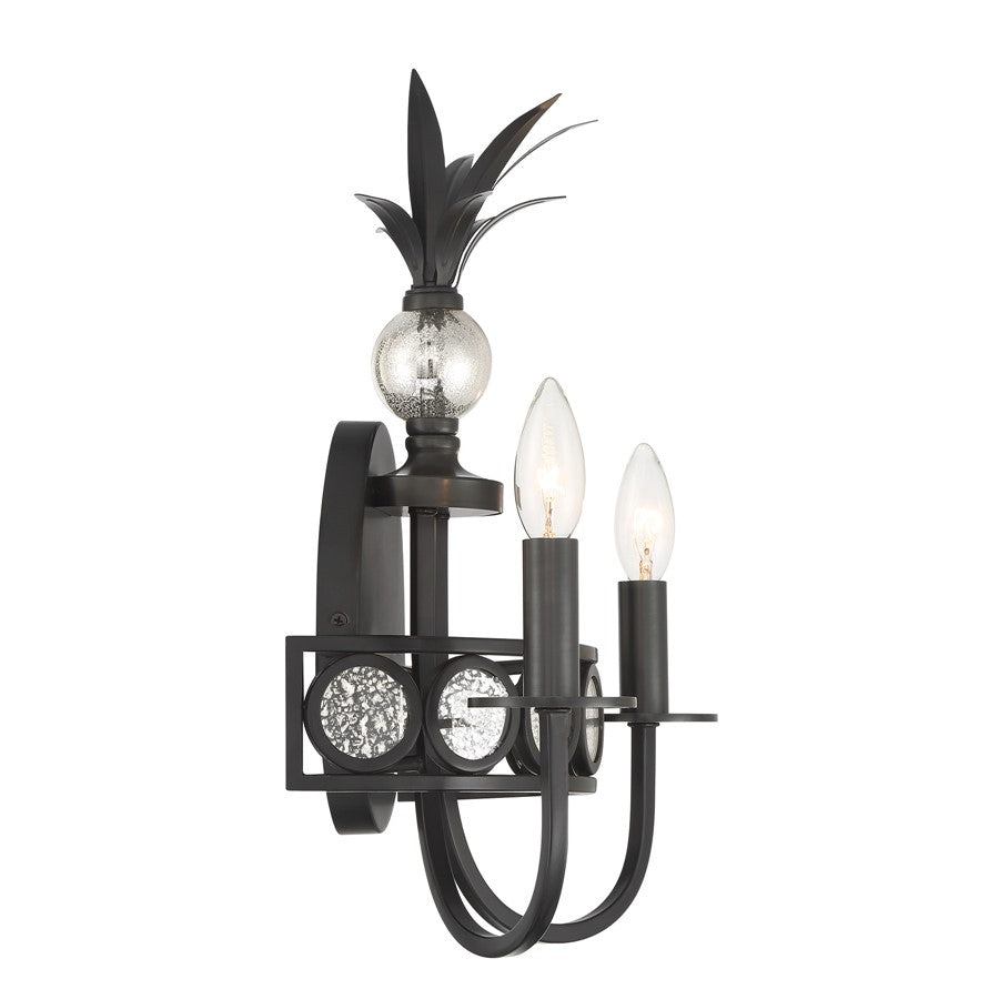 Savoy House Hearst 2 Lt Sconce, Blk, Black Tourmaline