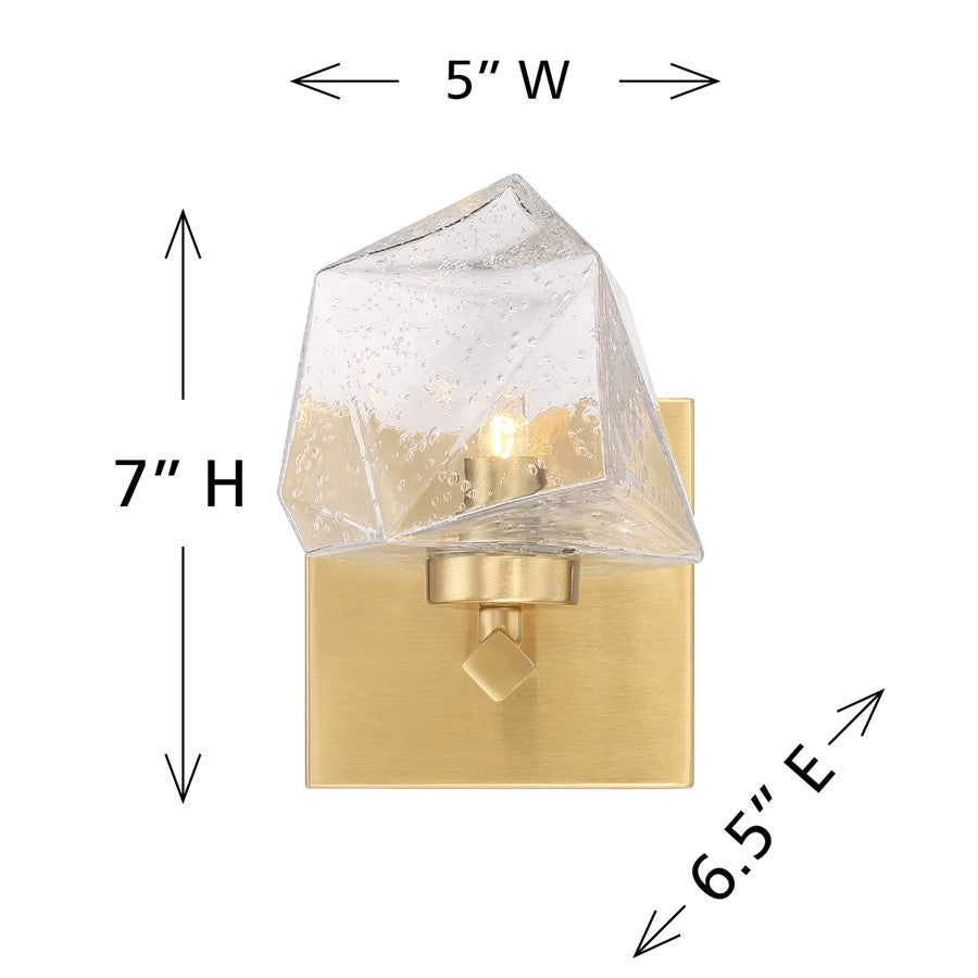 Savoy House Castello 1 Lt Sconce, Clear, Warm Brass