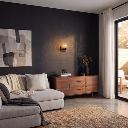 Savoy House Castello 1 Lt Sconce, Clear Seeded, Matte Black