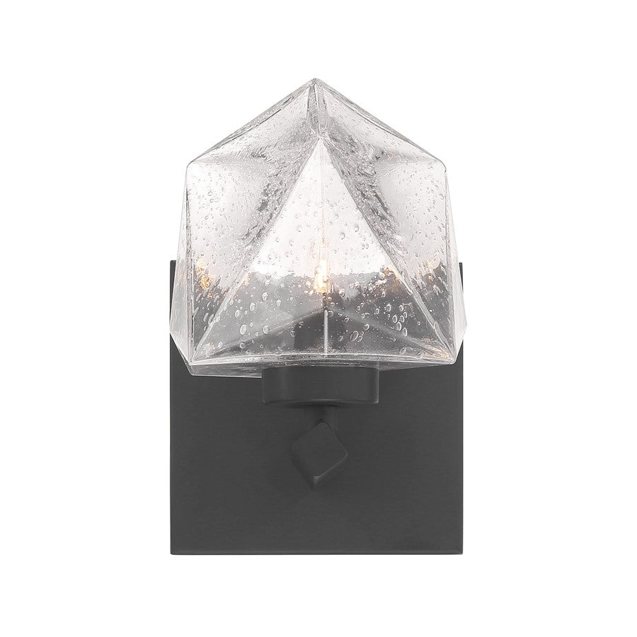 Savoy House Castello 1 Lt Sconce, Clear Seeded, Matte Black