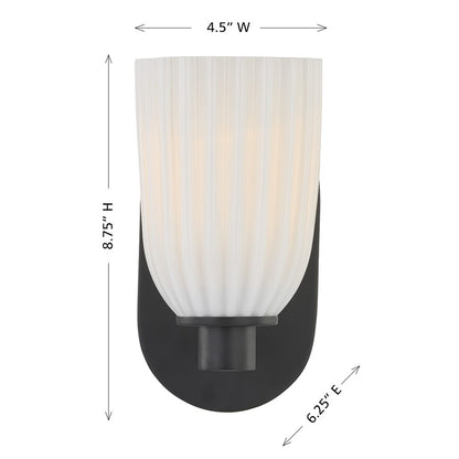Savoy House Essentials Baldwin 1 Lt Sconce, Matte Black