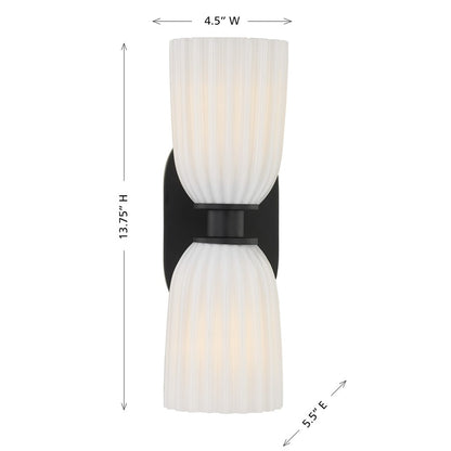 Savoy House Essentials Baldwin 2 Lt Sconce, Matte Black