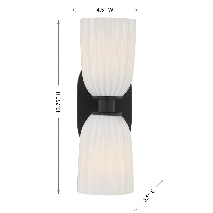 Savoy House Essentials Baldwin 2 Lt Sconce, Matte Black