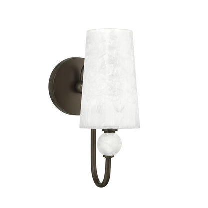 Savoy House Sheldon 5.13in 1-Light Wall Sconce | Transitional Mediterranean Bronze Metal and Clear Ice Glass | Bathroom & Hallway | Model 9-1351-1-15