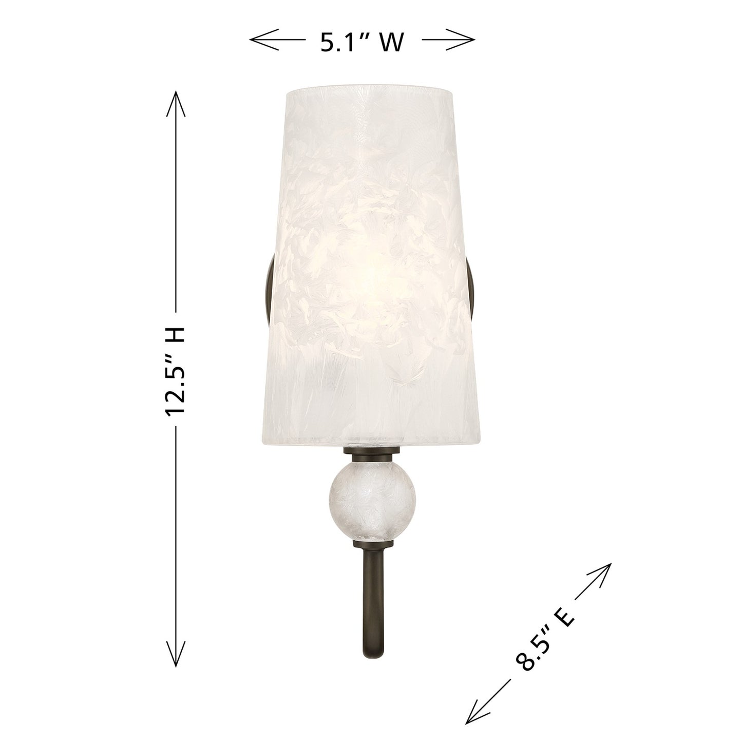 Savoy House Sheldon 5.13in 1-Light Wall Sconce | Transitional Mediterranean Bronze Metal and Clear Ice Glass | Bathroom & Hallway | Model 9-1351-1-15