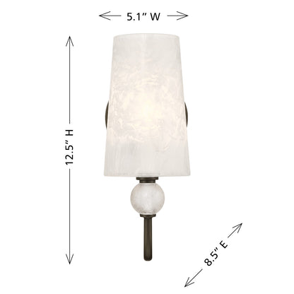 Savoy House Sheldon 5.13in 1-Light Wall Sconce | Transitional Mediterranean Bronze Metal and Clear Ice Glass | Bathroom & Hallway | Model 9-1351-1-15