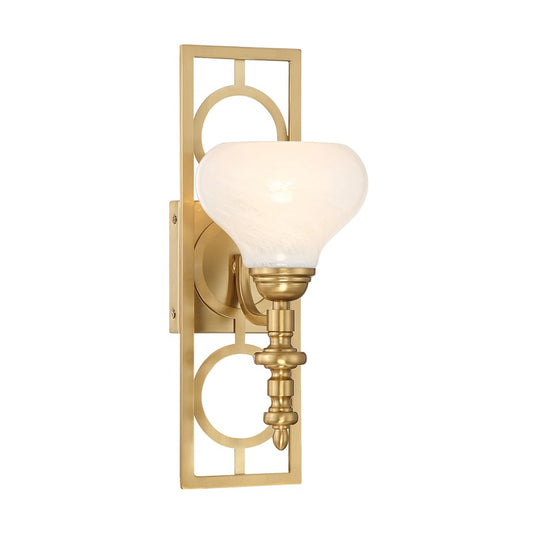 Savoy House Allston 1 Lt Sconce, White Strie, Warm Brass