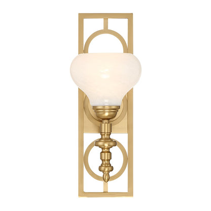 Savoy House Allston 1 Lt Sconce, White Strie, Warm Brass