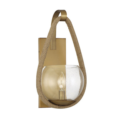 Ashe 1 Light Wall Sconce, Warm Brass/Rope/Clear