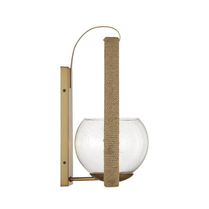 Ashe 1 Light Wall Sconce, Warm Brass/Rope/Clear