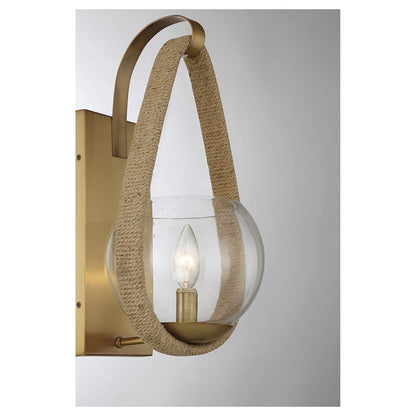 Ashe 1 Light Wall Sconce, Warm Brass/Rope/Clear