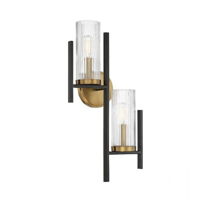 Savoy House Midland 2Lt Wall Sconce, Black/Brass - 9-1905-2-143