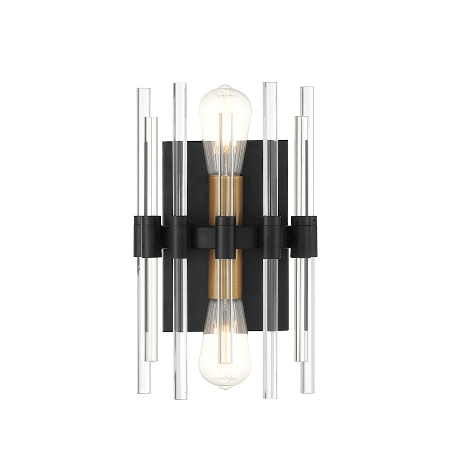 Savoy House Santiago 2Lt Wall Sconce, Black/Brass - 9-1935-2-143