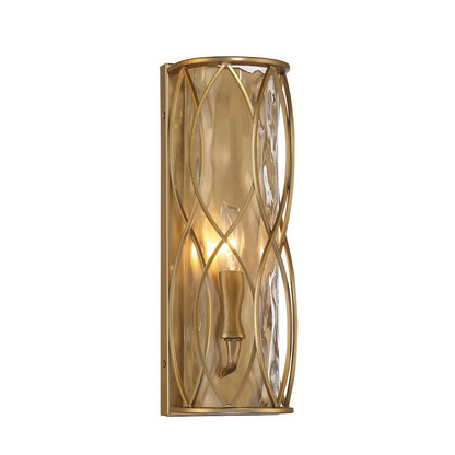 Snowden 1 Light Sconce, Burnished Brass/Glacier