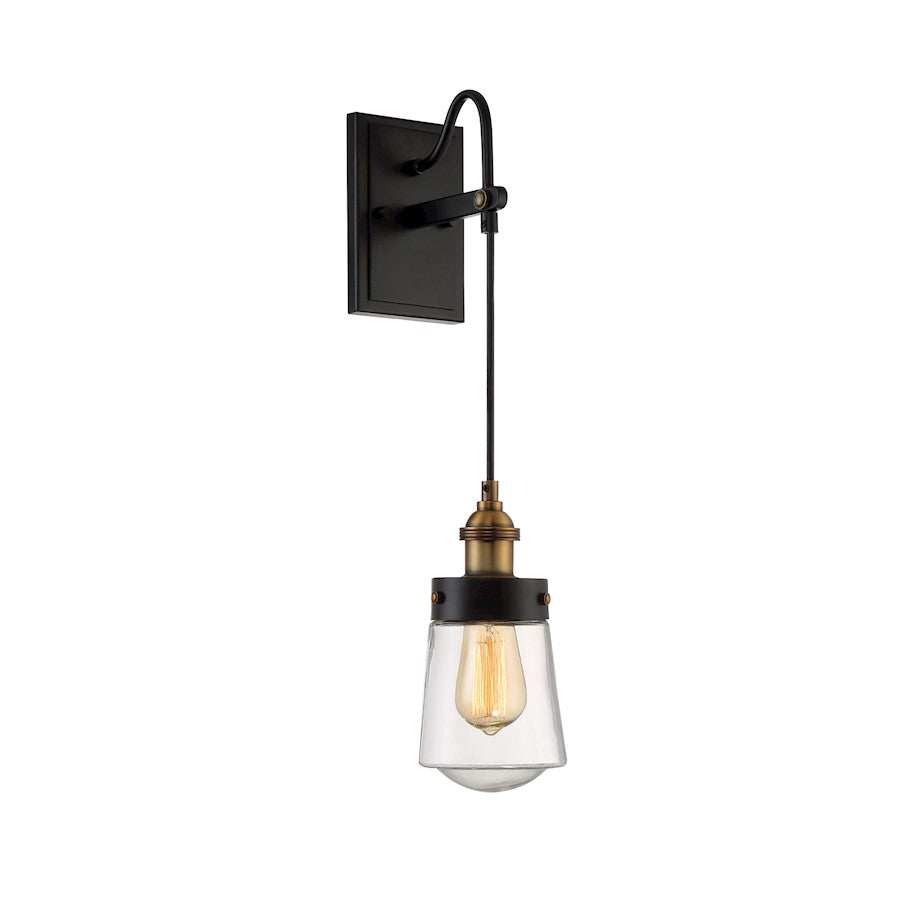 Savoy House Macauley 1-Light Wall Sconce, Vintage Black/Warm Brass - 9-2065-1-51