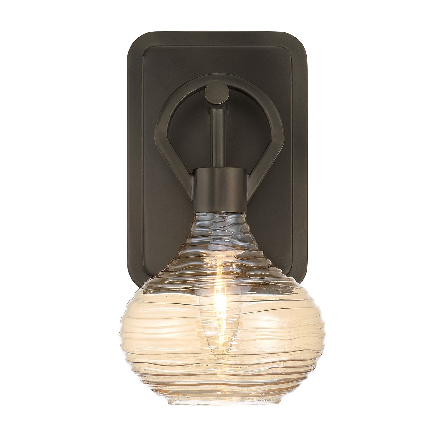 Savoy House Sheriden 1-Light Wall Sconce | Artisanal Modern Mediterranean Bronze Metal and Rippled Glass | Bedroom, Hallway & Bathroom | Model 9-2278-1-15