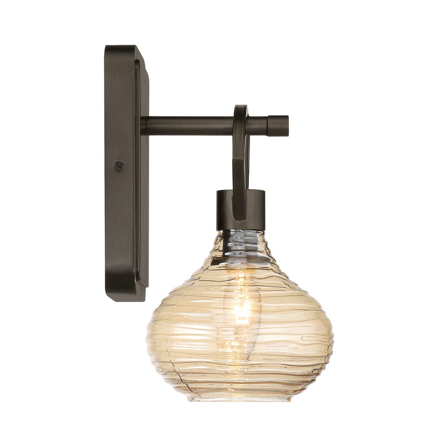 Savoy House Sheriden 1-Light Wall Sconce | Artisanal Modern Mediterranean Bronze Metal and Rippled Glass | Bedroom, Hallway & Bathroom | Model 9-2278-1-15