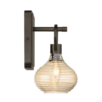 Savoy House Sheriden 1-Light Wall Sconce | Artisanal Modern Mediterranean Bronze Metal and Rippled Glass | Bedroom, Hallway & Bathroom | Model 9-2278-1-15