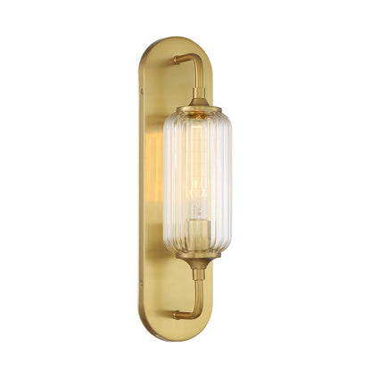 Savoy House Holton 1 Light Sconce, Warm Brass/Clear Ribbed - 9-3024-1-322