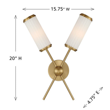 Savoy House Denison 2 Lt Sconce, Warm Brass