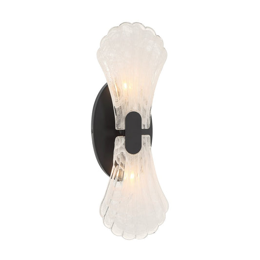 Savoy House Bancroft 2 Lt Sconce, Strie, Matte Black