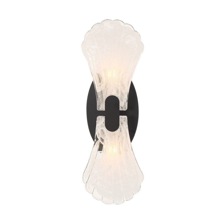 Savoy House Bancroft 2 Lt Sconce, Strie, Matte Black