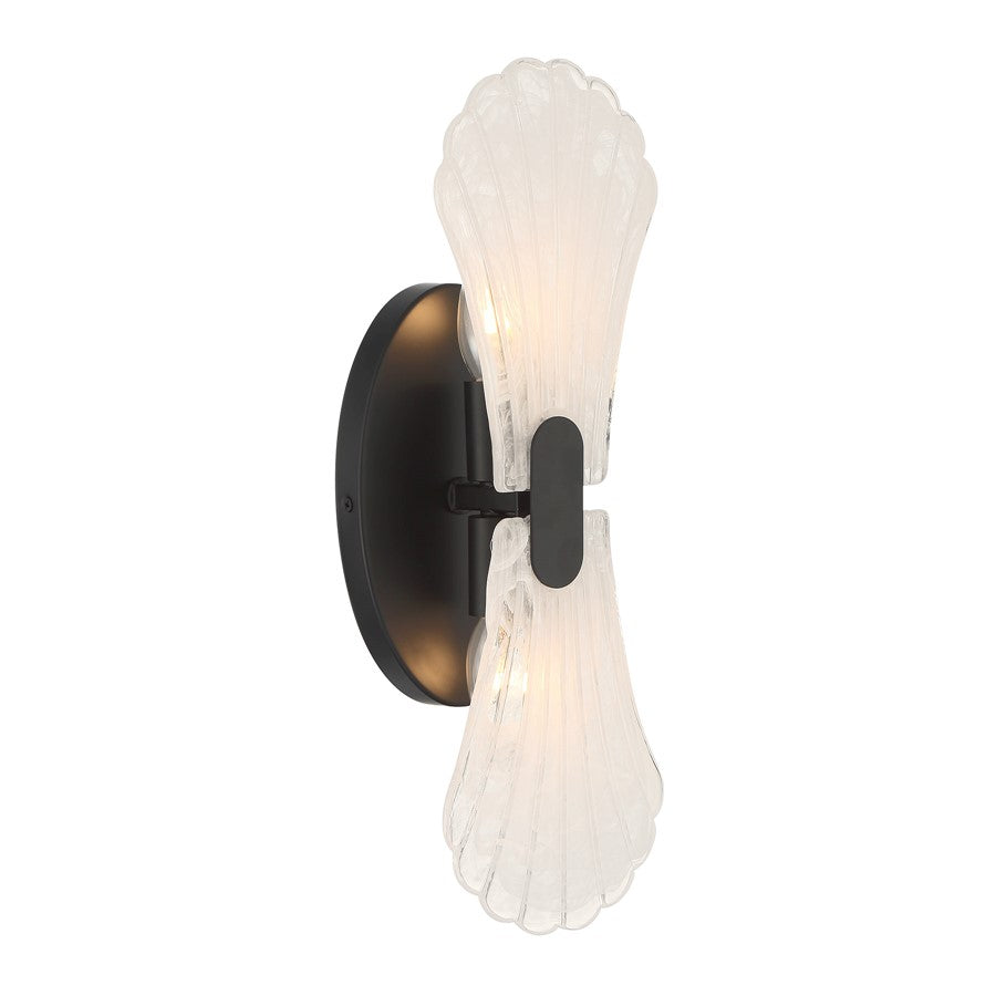 Savoy House Bancroft 2 Lt Sconce, Strie, Matte Black