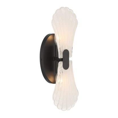 Savoy House Bancroft 2 Lt Sconce, Strie, Matte Black