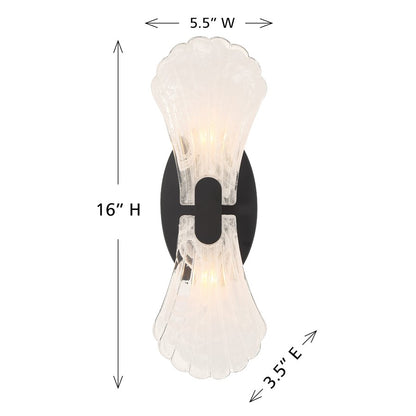 Savoy House Bancroft 2 Lt Sconce, Strie, Matte Black