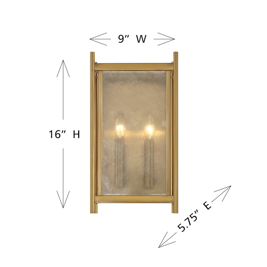 Jacobs 2-Light Wall Sconce, Warm Brass