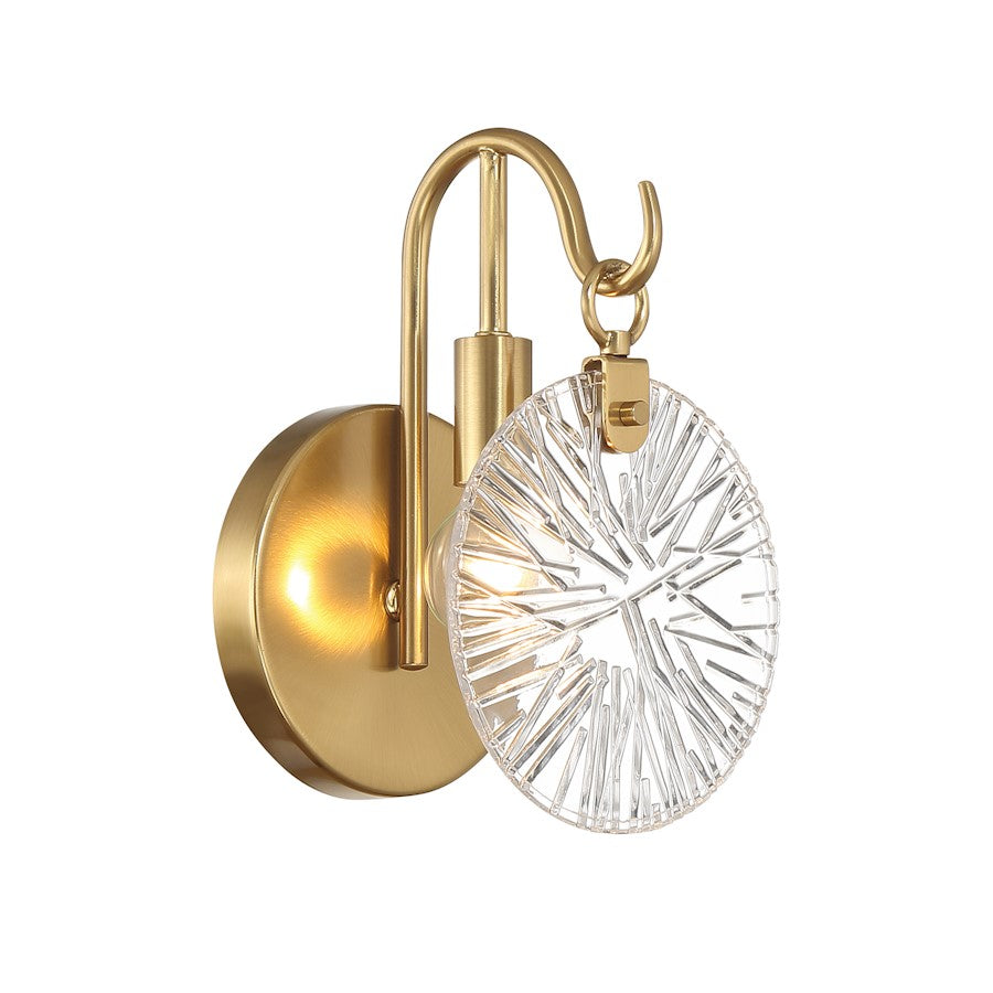 1 Light Bathroom Vanity Light, Warm Brass