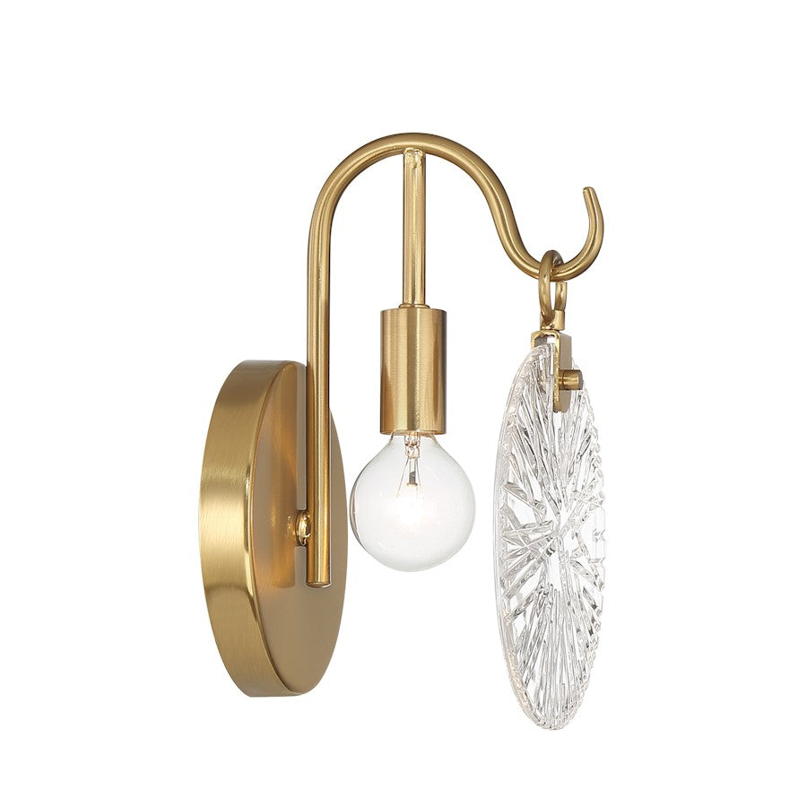 1 Light Bathroom Vanity Light, Warm Brass