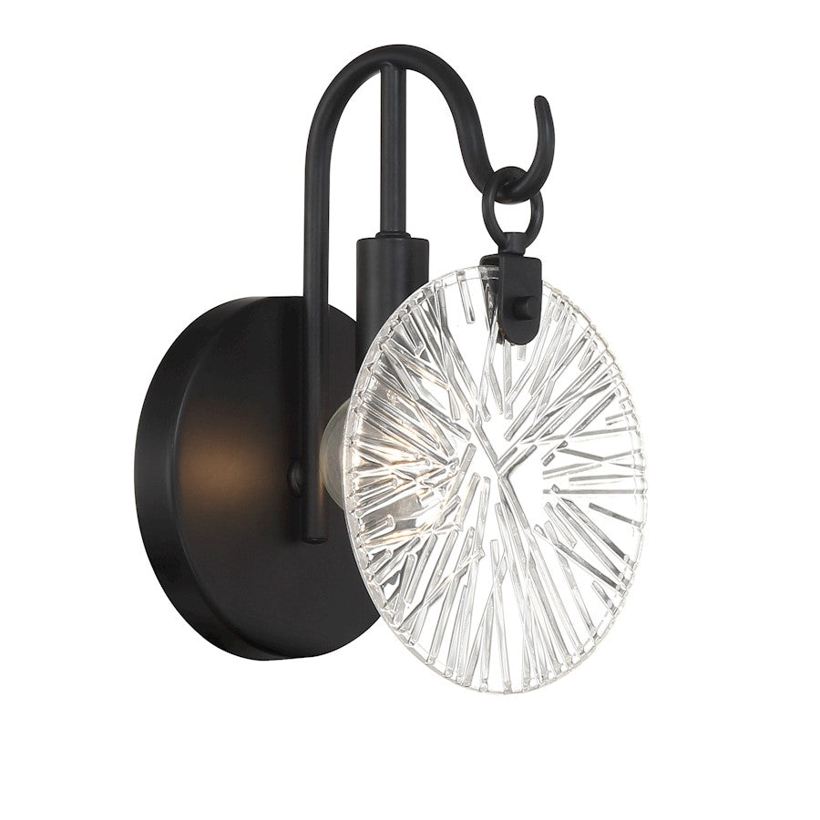 1 Light Bathroom Vanity Light, Matte Black
