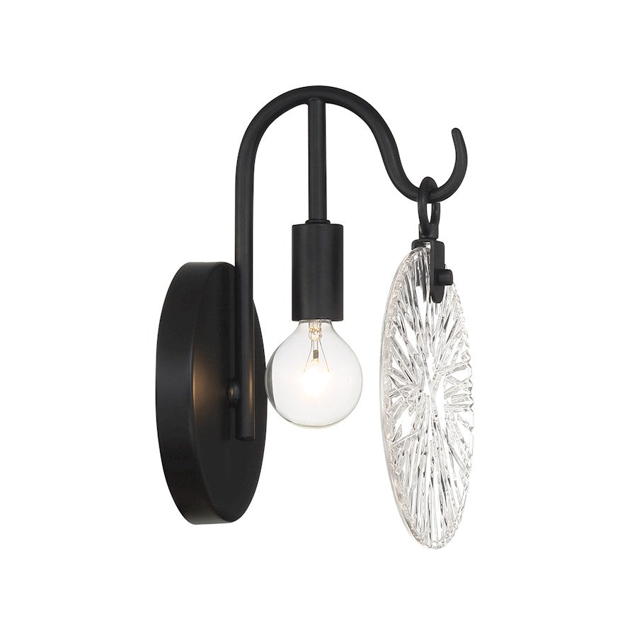 1 Light Bathroom Vanity Light, Matte Black