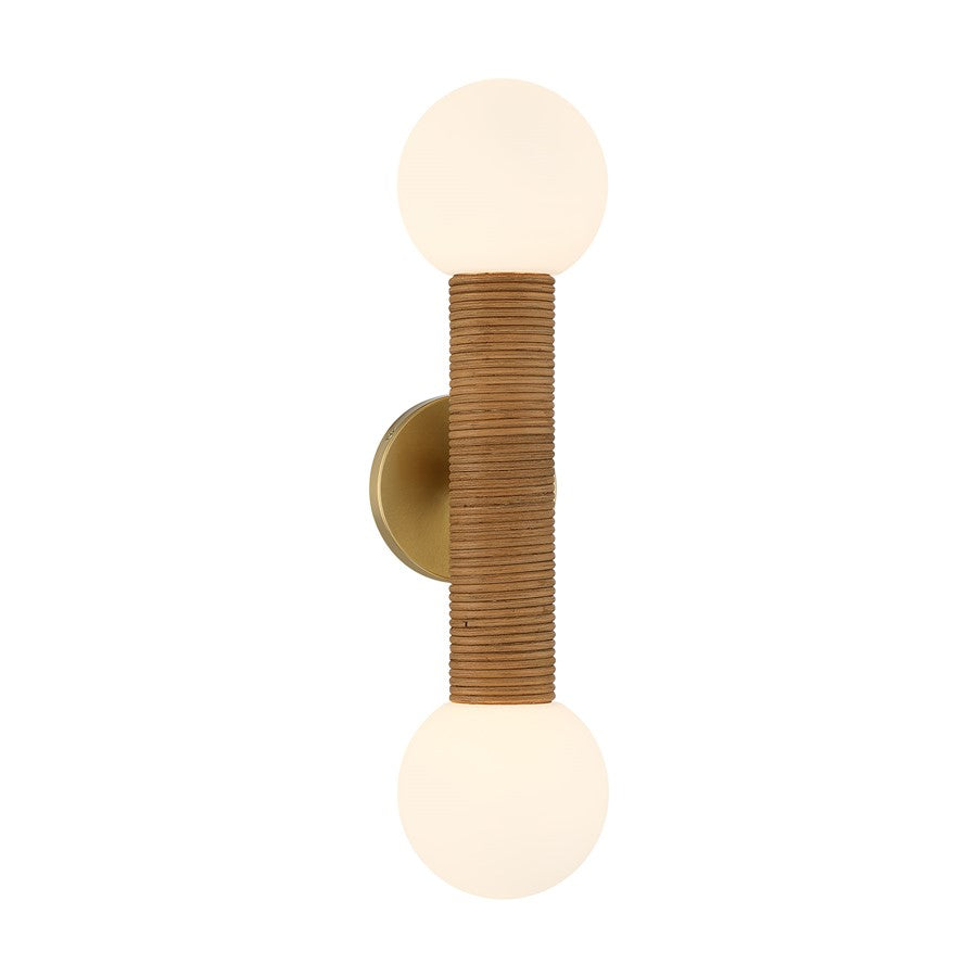 Savoy House Jarrell 2 Lt Sconce, White Opal, Warm Brass
