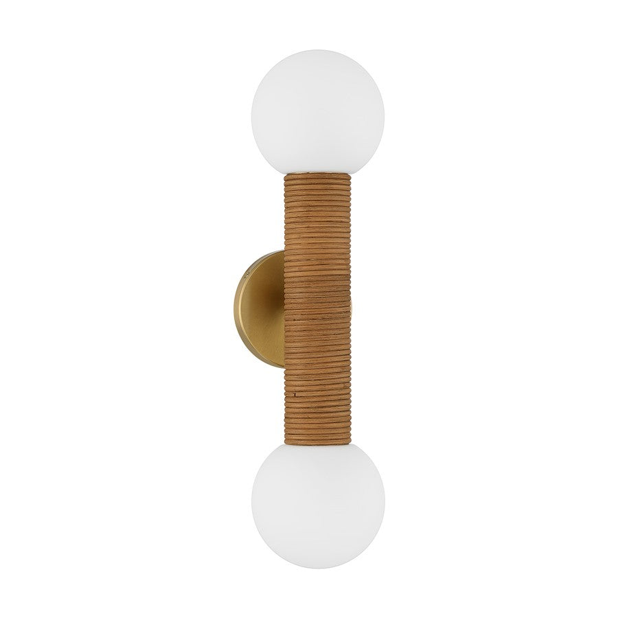 Savoy House Jarrell 2 Lt Sconce, White Opal, Warm Brass