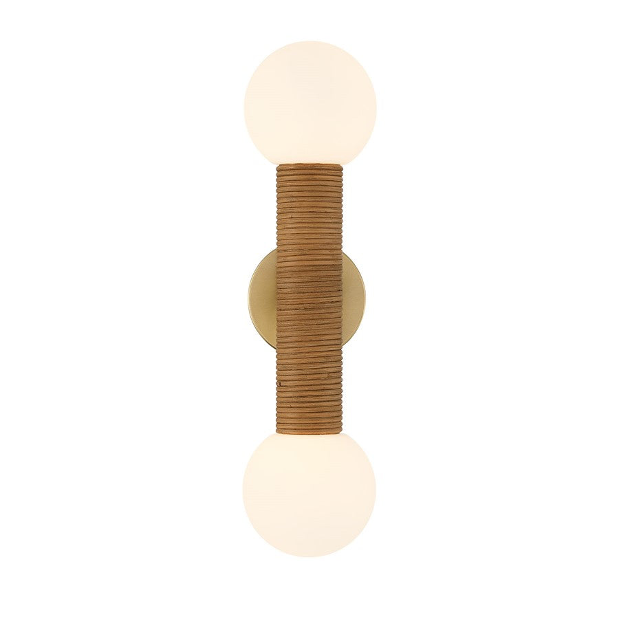 Savoy House Jarrell 2 Lt Sconce, White Opal, Warm Brass
