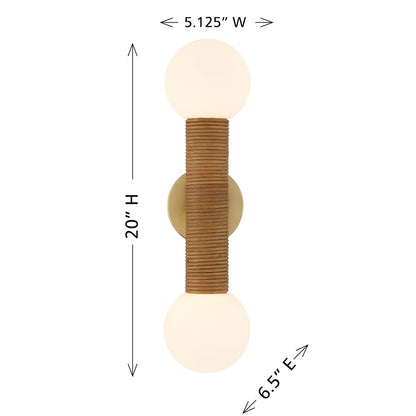 Savoy House Jarrell 2 Lt Sconce, White Opal, Warm Brass