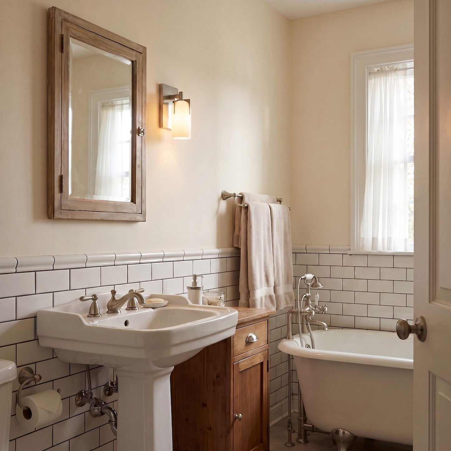 1 Light Bathroom Vanity Light, Satin Nickel