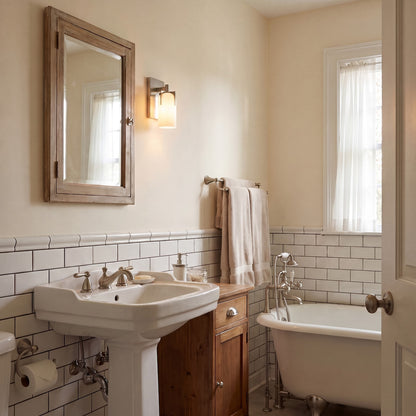 1 Light Bathroom Vanity Light, Satin Nickel