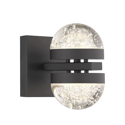 Biscayne 2 Light LED Wall Sconce, Matte Black/Bubble