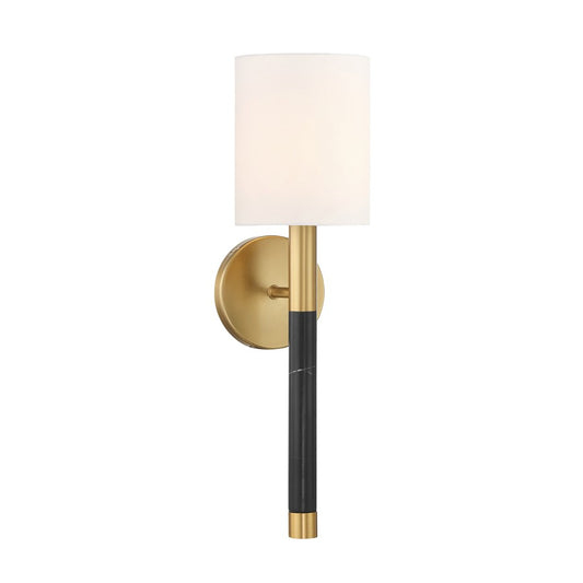 Savoy House Conrad 1 Lt Sconce, White, Warm Brass