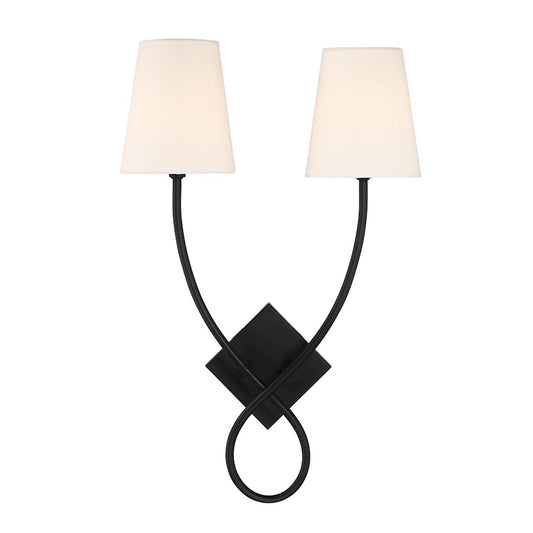 Savoy House Barclay 2-Light Wall Sconce, Matte Black - 9-4928-2-89