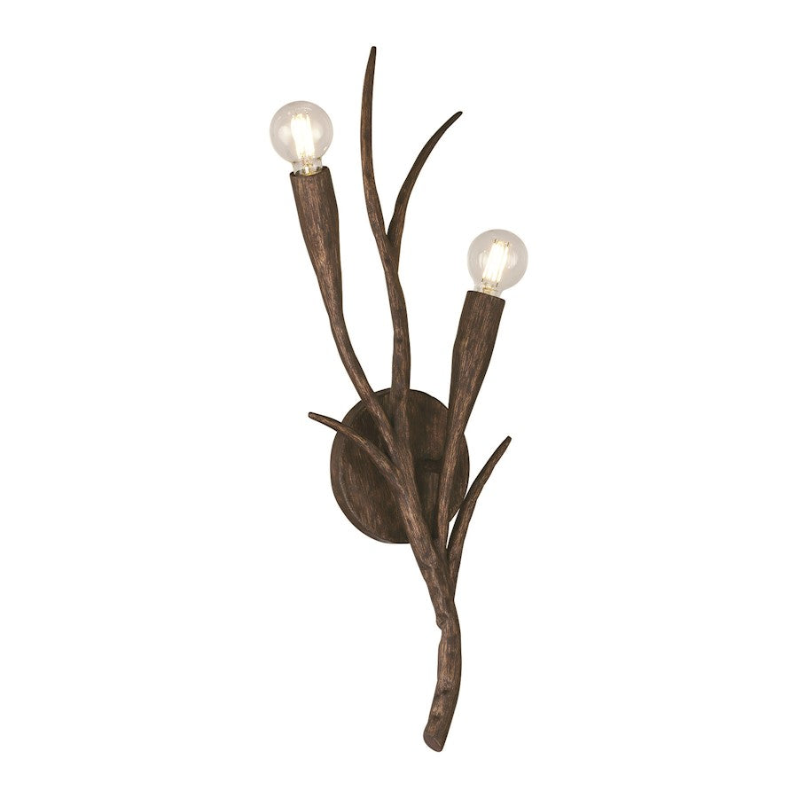 Savoy House Palisades 2 Light Sconce, Bark
