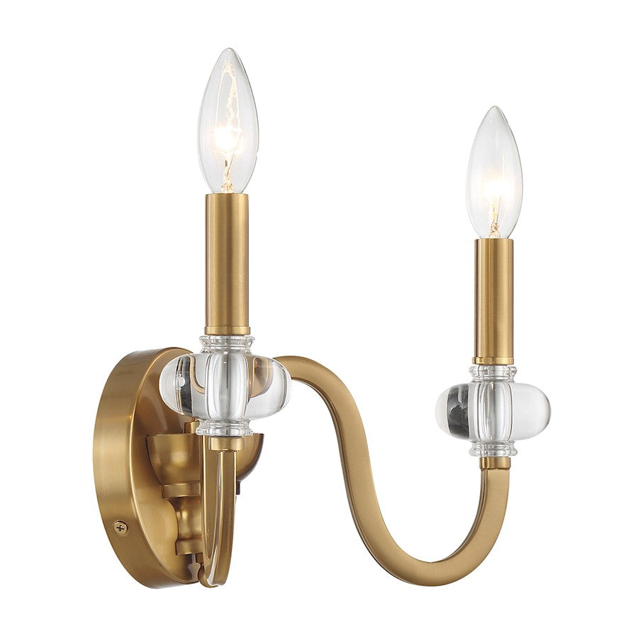 Bergdorf 2-Light Wall Sconce, Warm Brass