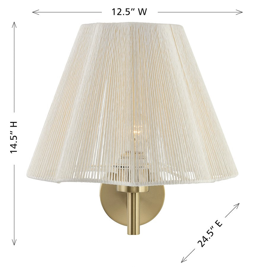 Savoy House Rosa 1 Lt 15" Sconce, Noble Brass